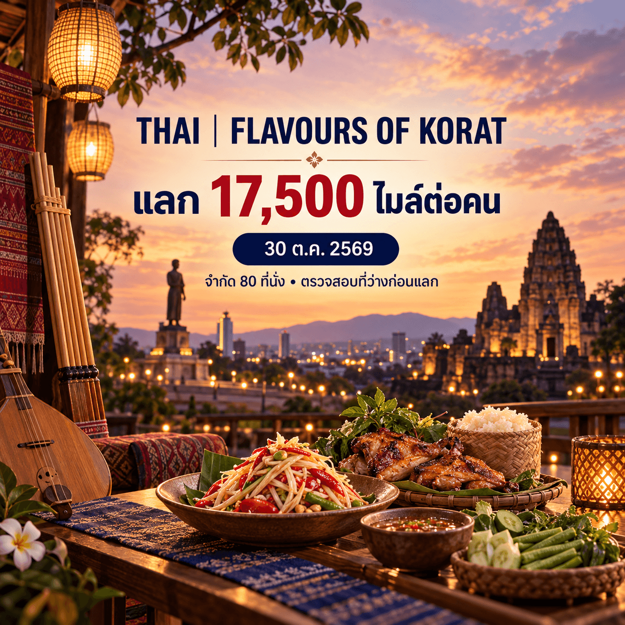 Royal Orchid Plus แลก 17,500 ไมล์ ร่วม Flavours of Korat วันที่ 30 ตุลาคม 2569